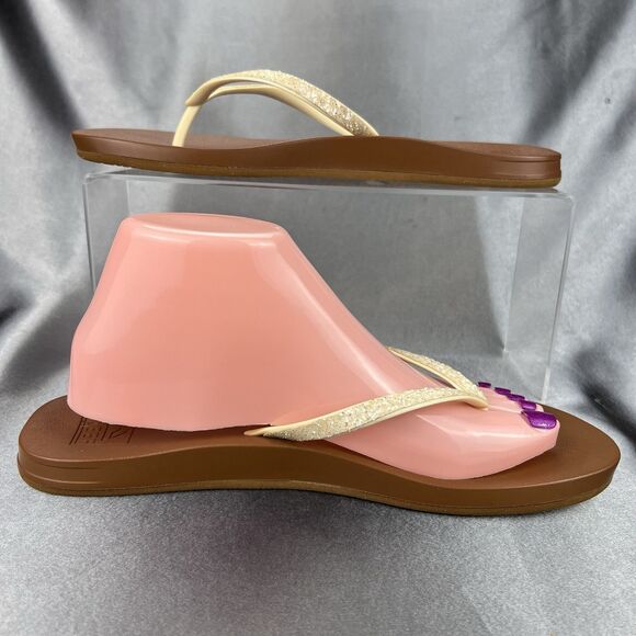 Reef Stargazer‎ Thong Sandals Women's 8.5 Yellow Sparkle Flip Flops Summer Beach - Picture 10 of 15